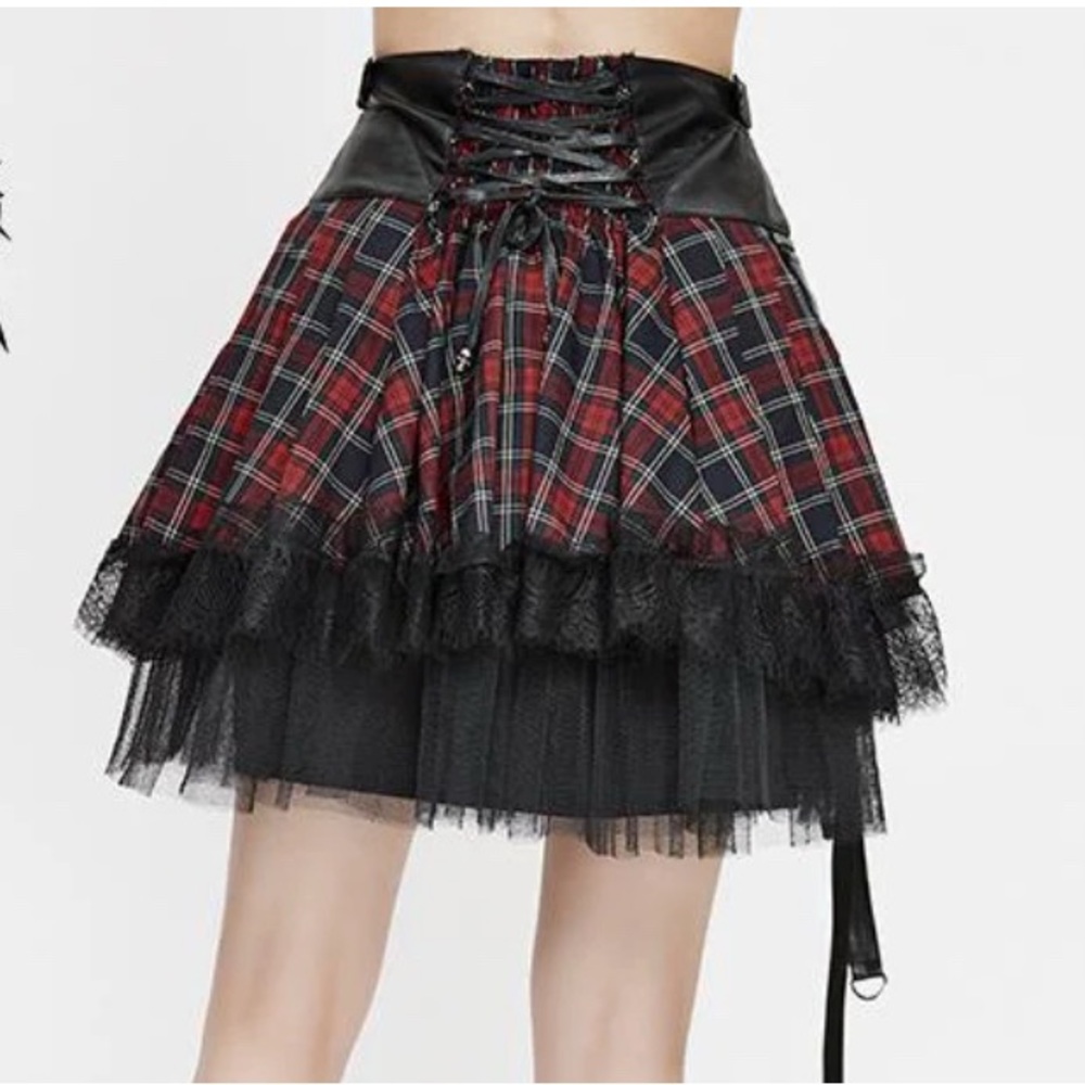 Devil Fashion Noise Annoys Red Black Plaid Goth Skirt - Please read description - Picture 5 of 10